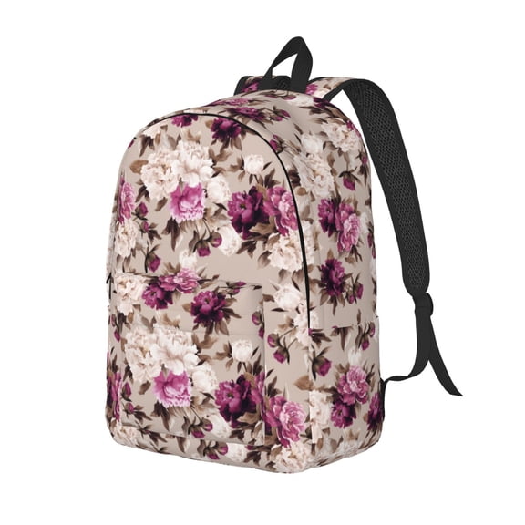 Rateoe Rose Flowers Pattern Durable Canvas Backpack for Men & Women – Stylish & Lightweight – Adjustable Straps, Multiple Pockets – Fits 15-17 Inch LaptopsSmall