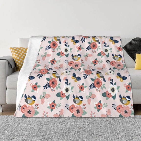 Rateoe Rose Flowers Pattern Flannel Throw Blanket, Ultra-soft Blanket for Bed, Couch, Car, Hypoallergenic Anti-pilling blanket-60"x50"(Horizontal)