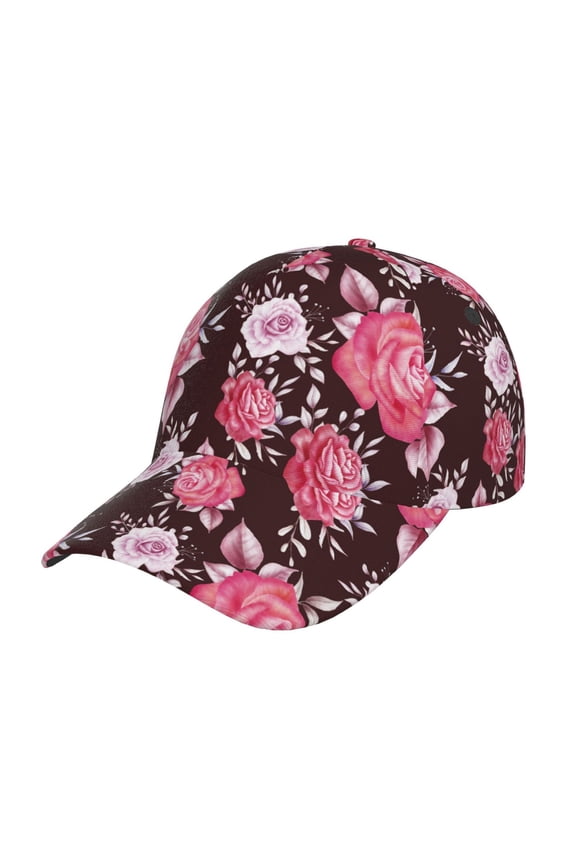 Rose Flowers Pattern Mens Baseball Cap  Adjustable Curved Brim Hat, Soft Cotton Sports Cap for Outdoor, Casual, and Everyday Wear, Comfortable & Breathable