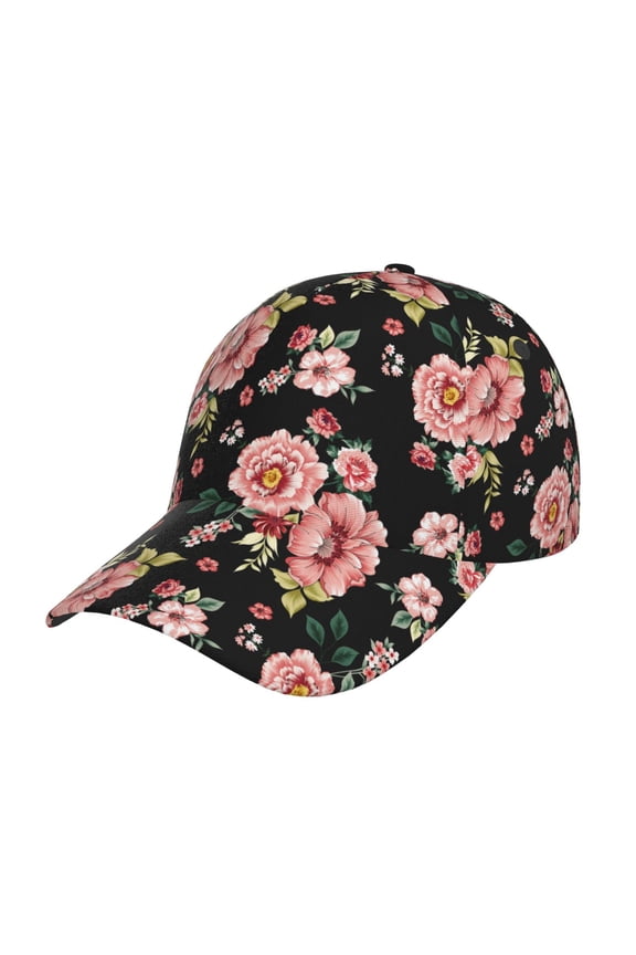 Rose Flowers Pattern Mens Baseball Cap  Adjustable Curved Brim Hat, Soft Cotton Sports Cap for Outdoor, Casual, and Everyday Wear, Comfortable & Breathable