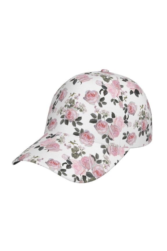 Rose Flowers Pattern Mens Baseball Cap  Adjustable Curved Brim Hat, Soft Cotton Sports Cap for Outdoor, Casual, and Everyday Wear, Comfortable & Breathable