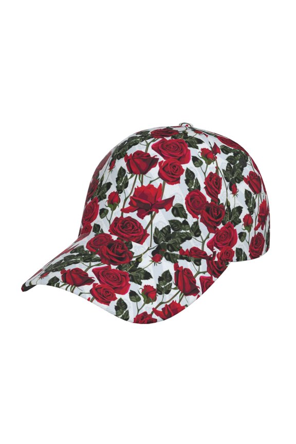 Rose Flowers Pattern Mens Baseball Cap  Adjustable Curved Brim Hat, Soft Cotton Sports Cap for Outdoor, Casual, and Everyday Wear, Comfortable & Breathable