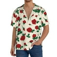 thumbnail image 1 of Rateoe Rose Flowers Pattern Men's Short Sleeve Classic Shirt, Casual Short-Sleeved Shirt, Lightweight Summer Shirt, Cuban Collar Shirt,Button-Front Shirt-Medium, 1 of 5