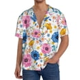 thumbnail image 1 of Rateoe Rose Flowers Pattern Men's Short Sleeve Classic Shirt, Casual Short-Sleeved Shirt, Lightweight Summer Shirt, Cuban Collar Shirt,Button-Front Shirt-Medium, 1 of 5