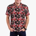 thumbnail image 1 of Rateoe Rose Flowers Pattern Men's Short Sleeve Polo Shirts, Golf Polo Shirts Short Sleeve Performance Moisture Wicking Dry-Large, 1 of 6