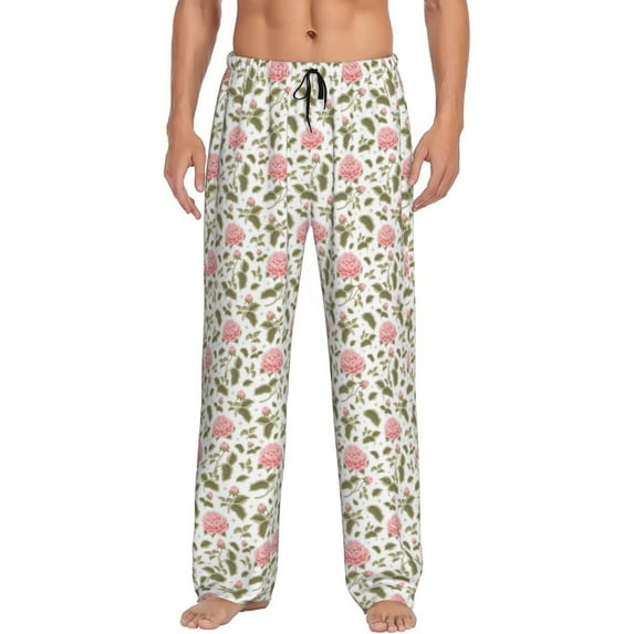 Rateoe Rose Flowers Pattern Men’s Ultra-Soft Comfy Pajama Lounge Pants Sleepwear,Comfortable Lounge Wear,lightweight Pajamas, Casual Home Wear-XX-Large