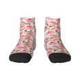 thumbnail image 1 of Rateoe Rose Flowers Pattern Quarter Crew Socks,Toe Seamed Ankle Socks,Cotton Cushioned Breathable Athletic Crew Sports Socks, 1 of 7