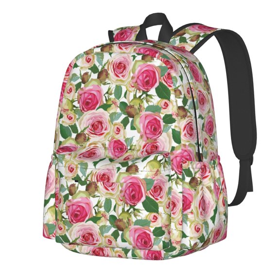 Rateoe Rose Flowers Pattern Student Backpack,Backpack for School,Lightweight Bag,Travel Backpack,Outdoor Backpack,Large Capacity Backpack