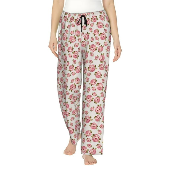 Rateoe Rose Flowers Pattern Women’s Ultra-Soft Comfy Pajama Lounge Pants Sleepwear,Comfortable Lounge Wear,lightweight Pajamas, Casual Home Wear-Small