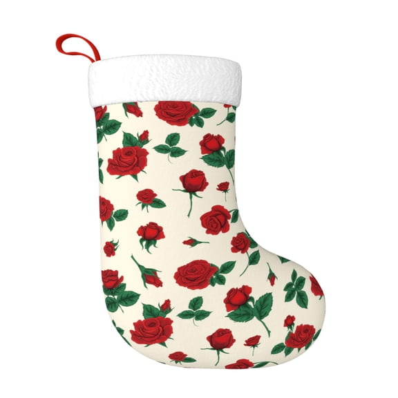 Rateoe Rose Flowers Print Christmas Stockings,18 Inch Large Christmas Stockings Decoration Ornaments for Holiday Home Fireplace Indoors