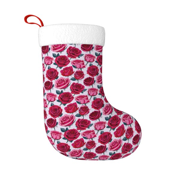 Rateoe Rose Flowers Print Christmas Stockings,18 Inch Large Christmas Stockings Decoration Ornaments for Holiday Home Fireplace Indoors