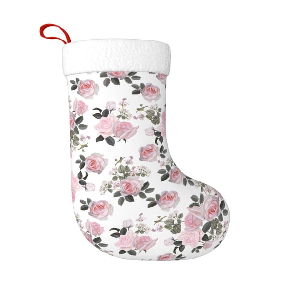 Rateoe Rose Flowers Print Christmas Stockings,18 Inch Large Christmas Stockings Decoration Ornaments for Holiday Home Fireplace Indoors
