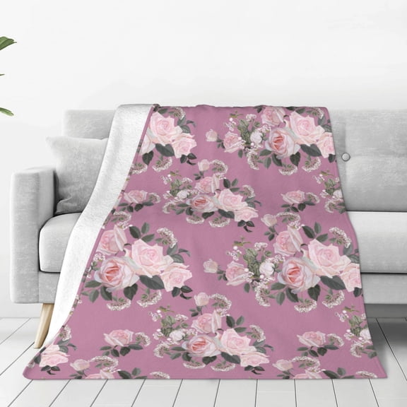 Rateoe Rose Flowers Print Fuzzy Fleece Throw Blanket Extra Large,Super Soft,Fluffy and Warm Blankets for Couch,Bed,All Season Use (60"x50")