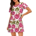 thumbnail image 1 of Rateoe Rose Flowers Print Women’s Nightdress – Cozy Cotton Short-sleeved Sleep Shirt, Loose-Fit Sleepwear, Perfect for Relaxing and Sleeping, 1 of 6