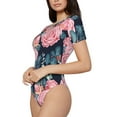 thumbnail image 1 of Rateoe Rose Flowers Printed Women Rash Guard Short Sleeve,Tummy control Swimsuit Surfing Swimsuit Bathing Suit Short-sleeved Onesie UPF 50+, 1 of 6
