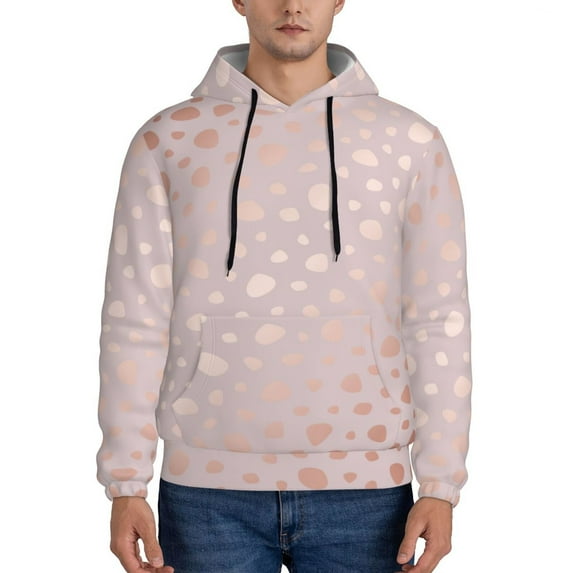 Rateoe Rose Gold Abstract Spots 1 Pattern Mens Hoodie, Pullover Hooded Sweatshirt, Kangaroo Pocket Hoodie Ideal for Daily Wear, Travel and Home-Small