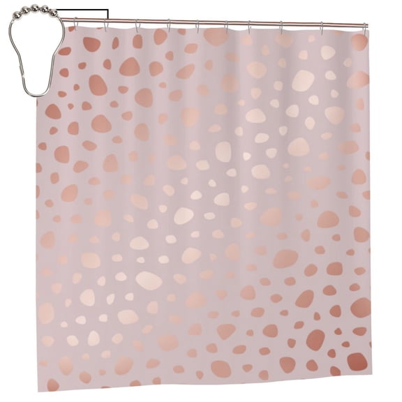 Rateoe Rose Gold Abstract Spots 1 Shower Curtain - Fancy Bathroom Shower Curtain Sets - Waterproof Shower Curtain with Hooks with 12 Plastic Hooks 72x72 Inches