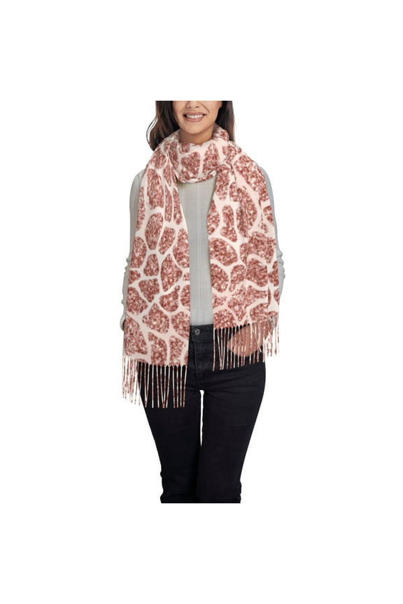 Rose Gold Abstract Spots Women's Traditional Scarf Wrap Tassel Shawl Fringes Neck Head Shawl Retro Scarf