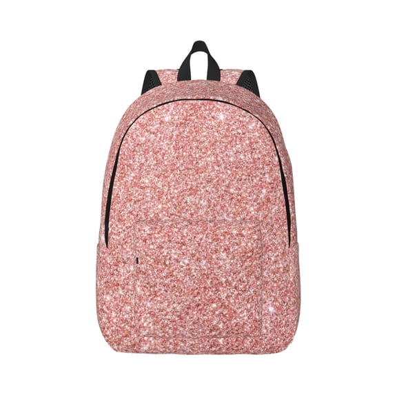 Rateoe Rose Gold Glitter Pattern Canvas College Laptop Backpack,Travel Daypack,Durable Rucksack Travel Notebook Bag School Backpack Book Bag for Men Women-Medium