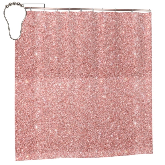Rateoe Rose Gold Glitter Shower Curtain - Fancy Bathroom Shower Curtain Sets - Waterproof Shower Curtain with Hooks with 12 Plastic Hooks 72x72 Inches