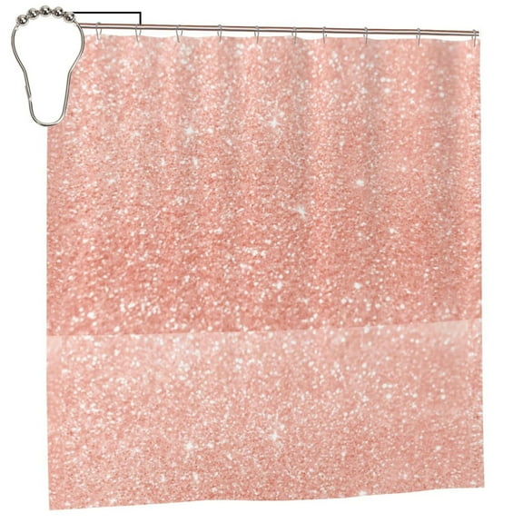 Rateoe Rose Gold Glitter Shower Curtain - Fancy Bathroom Shower Curtain Sets - Waterproof Shower Curtain with Hooks with 12 Plastic Hooks 72x72 Inches