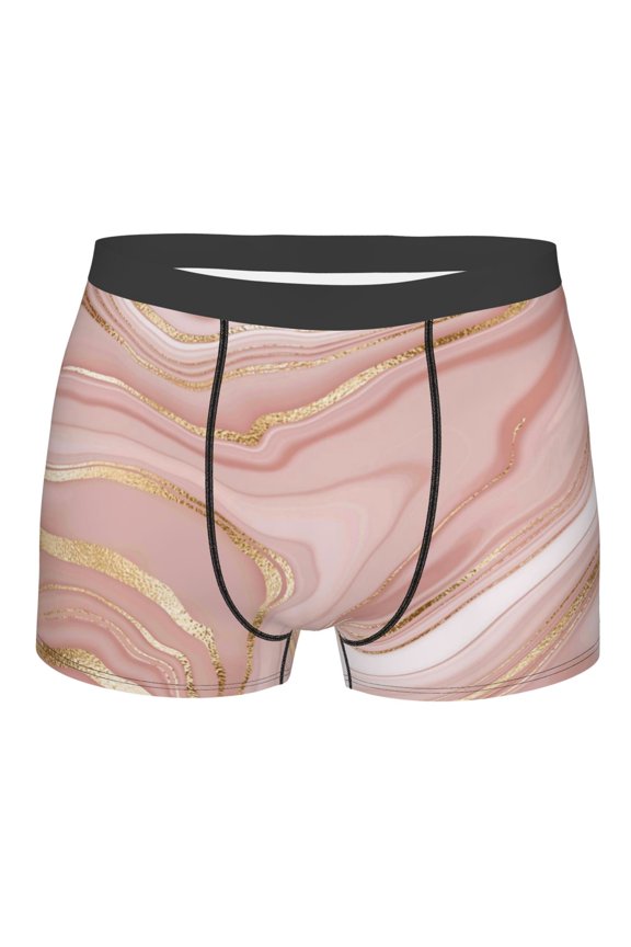 Rose Gold Glitter Splatter Mens Boxer Briefs Poly Spandex Performance Boxer Briefs Underwear Hem Boxer Briefs - Small