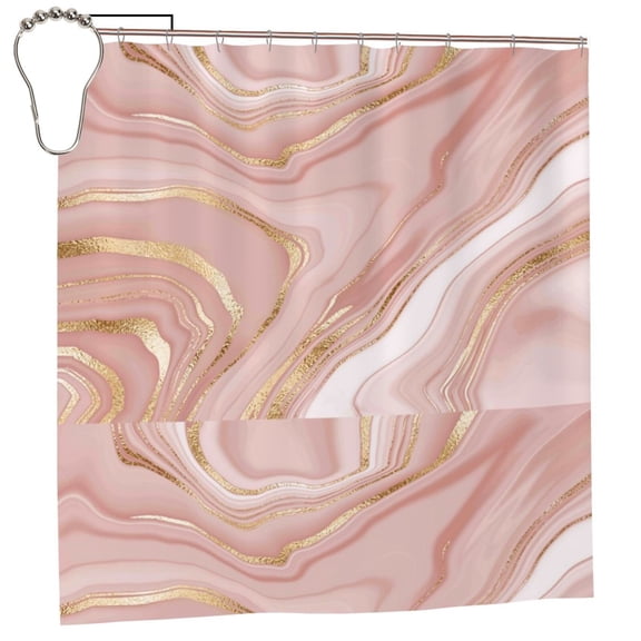 Rateoe Rose Gold Glitter Splatter Shower Curtain - Fancy Bathroom Shower Curtain Sets - Waterproof Shower Curtain with Hooks with 12 Plastic Hooks 72x72 Inches