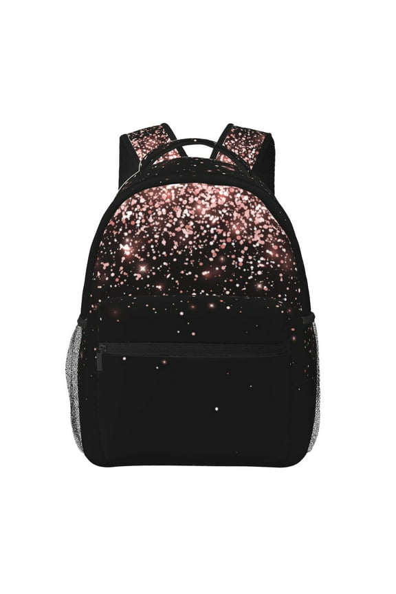 Rose Gold Glitter1 Pattern Casual Backpack for School, Work, Travel Adjustable Straps, Multiple Compartments Ergonomic Design, Fits Laptops and Tablets