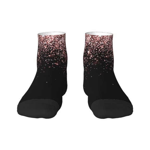 Rateoe Rose Gold Glitter1 Pattern Quarter Crew Socks,Toe Seamed Ankle Socks,Cotton Cushioned Breathable Athletic Crew Sports Socks