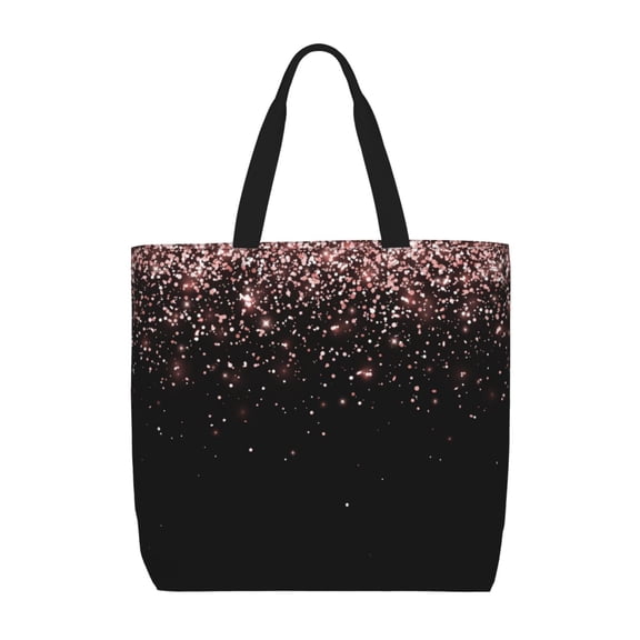 Rateoe Rose Gold Glitter1 Print Lightweight Tote Bag for Women, Water-Resistant Shoulder Bag with Zipper, Spacious Casual Handbag for Work, School, Shopping
