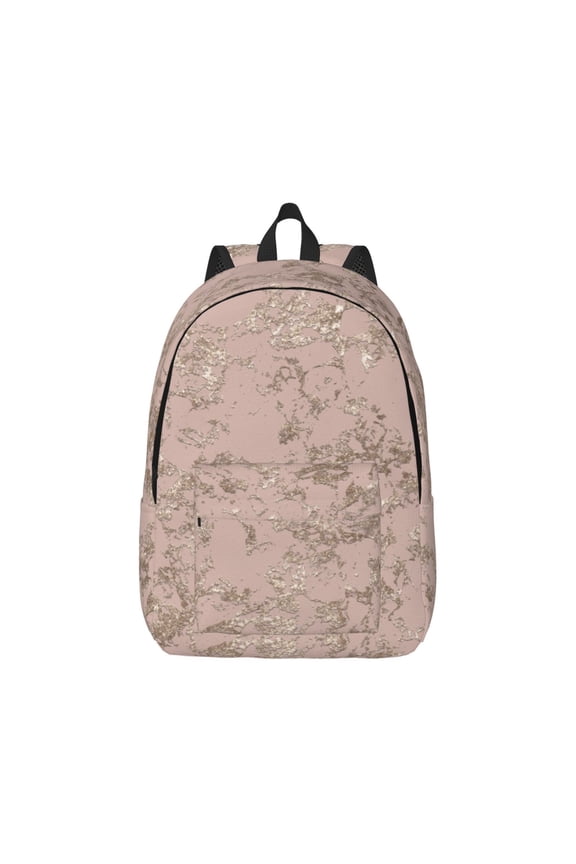 Rose Gold Marble Texture Pattern Canvas College Laptop Backpack,Travel Daypack,Durable Rucksack Travel Notebook Bag School Backpack Book Bag for Men Women-Medium
