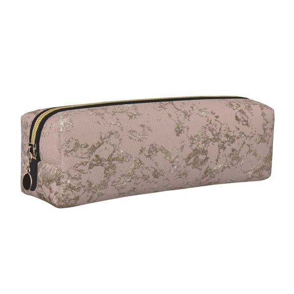 Rateoe Rose Gold Marble Texture Print Leather Pencil Case with Smooth Zipper, Compact Storage for Writing Tools & Art Supplies, 8.26" x 1.96" x 2.16"
