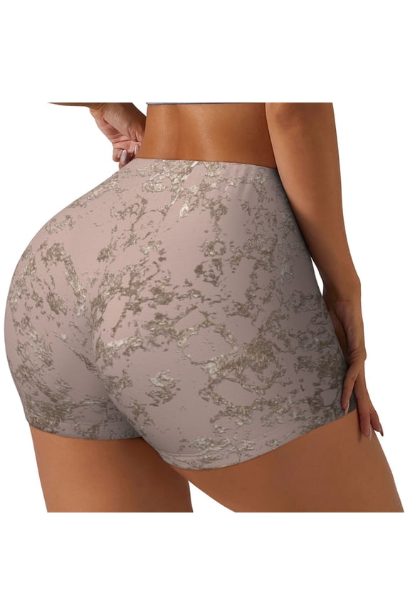 Rose Gold Marble Texture Printed Power Workout Shorts for Women Tummy Control Squat Proof Ribbed Thick Seamless Scrunch Active Short-XX-Large
