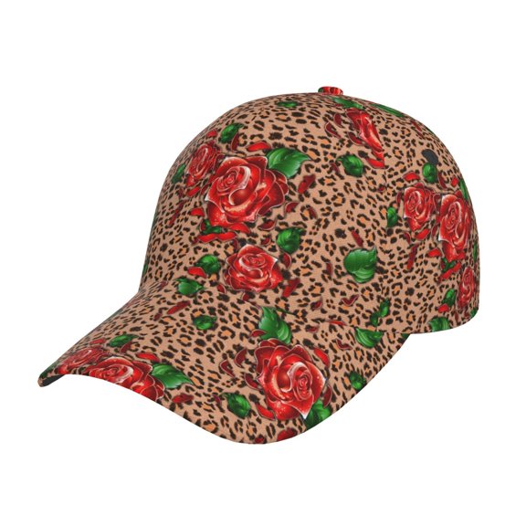 Rateoe Rose Mix Leopard 1 Pattern Baseball Cap Outdoor Cap Mountain Dad Hat - Unstructured Soft Cotton Cap-Adjustable UV Protection Cap