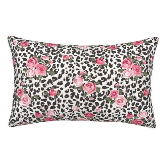 Rateoe Rose Mix Leopard 3 Pattern Decorative Pillow Case,Throw Pillow Covers,Plush Pillow Cover,Soft Pillow Case,Velvet Pillow Case-20"x30"