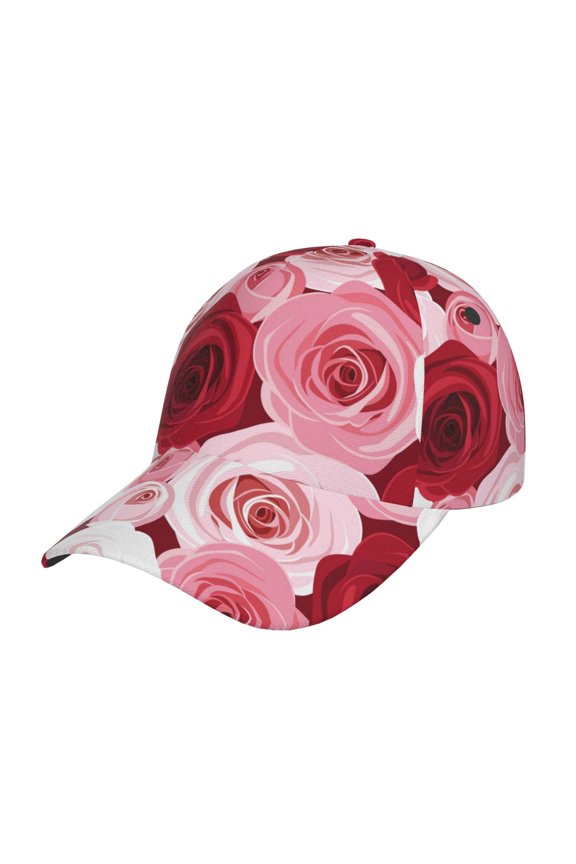 Rose Pattern Baseball Cap Outdoor Cap Mountain Dad Hat - Unstructured Soft Cotton Cap-Adjustable UV Protection Cap