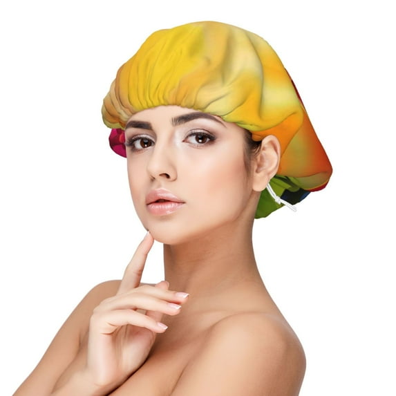 Rateoe Rose Psychedelic Pattern Silk Satin Hair Bonnet for Sleeping, Adjustable Sleep Cap Turban for Women , Curly Straight Hair Long Large Braid