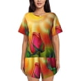 thumbnail image 1 of Rateoe Rose Psychedelic Pattern Women's Short-Sleeved Pajama Set - 2 Piece Soft and Lightweight Sleepwear Set-XX-Large, 1 of 7
