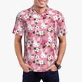 thumbnail image 1 of Rateoe Rose Rabbit Pattern Men's Short Sleeve Polo Shirts, Golf Polo Shirts Short Sleeve Performance Moisture Wicking Dry-3X-Large, 1 of 6
