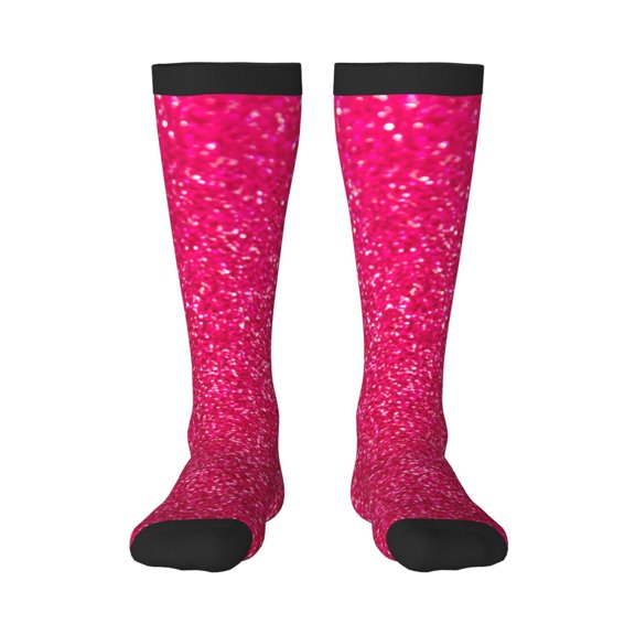 Rateoe Rose Red Glitter Pattern Women’s Knee High Crew Socks,Trouser Socks Comfortable, Breathable, Moisture-Wicking and Soft