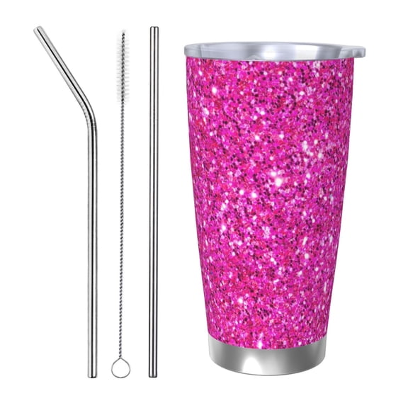 Rateoe Rose Red Glitter Printed Car Guy Gifts for Men Women Tumbler - 20oz/590ml Double Wall Vacuum Insulated Stainless Steel Travel Tumbler Cups with Lid & Straw-Straw Three-piece Set