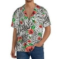 thumbnail image 1 of Rateoe Roses Mixed Zebra 1 Pattern Men's Short Sleeve Classic Shirt, Casual Short-Sleeved Shirt, Lightweight Summer Shirt, Cuban Collar Shirt,Button-Front Shirt-3X-Large, 1 of 5