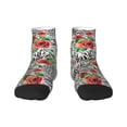 thumbnail image 1 of Rateoe Roses Mixed Zebra 1 Pattern Quarter Crew Socks,Toe Seamed Ankle Socks,Cotton Cushioned Breathable Athletic Crew Sports Socks, 1 of 7