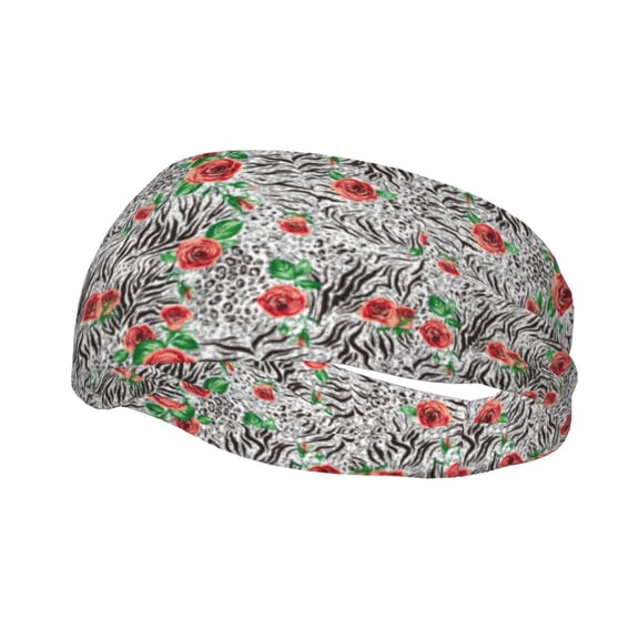 Rateoe Roses Mixed Zebra 1 Pattern Sports Headbands ,Moisture Wicking Workout Headband, Sweatband Headbands for Running,Cycling,Yoga,Hairband for Women and Men