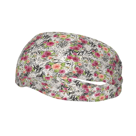 Rateoe Roses Mixed Zebra Pattern Sports Headbands ,Moisture Wicking Workout Headband, Sweatband Headbands for Running,Cycling,Yoga,Hairband for Women and Men