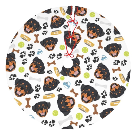 Rateoe Rottweiler Print Christmas Tree Skirt 30" for Xmas Holiday New Year Party Circle Tree Mat Ornaments Decoration