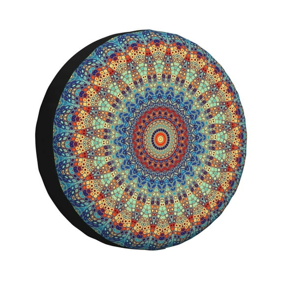 Rateoe Round Mandala Pattern Tire Cover Wheel Protectors Weatherproof Wheel Covers Universal Fit for Trailer Rv SUV Truck Camper Travel Trailers Accessories-17 inch