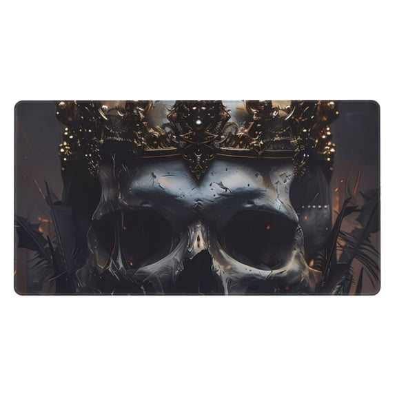 Rateoe Royal Skull With Golden Crown Print Mouse Pad - Extended Large Gaming Mousepad,Non-Slip Stitched Edge,16x29.5 Inch