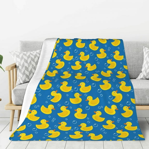 Rateoe Rubber Duck Pattern Flannel Throw Blanket, Ultra-soft Blanket for Bed, Couch, Car, Hypoallergenic Anti-pilling blanket-60"x50"(Vertical)