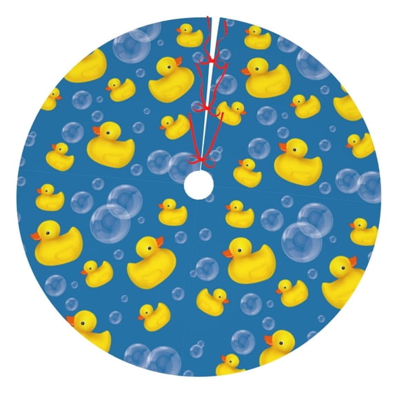 Rateoe Rubber Duck Print Christmas Tree Skirt 48" for Xmas Holiday New Year Party Circle Tree Mat Ornaments Decoration